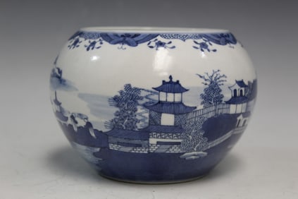 Chinese Blue and White Canton Porcelain Bowl