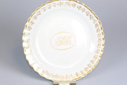 Chinese Export Armorial Porcelain Dish with Gilt Decorations