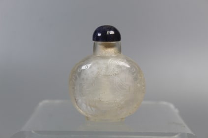 Chinese Carved Rock Crystal Snuff Bottle