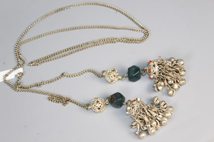 Asian Tribal Silver Pendants Necklace