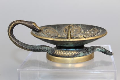 Vintage Asian Metal Oil Lamp
