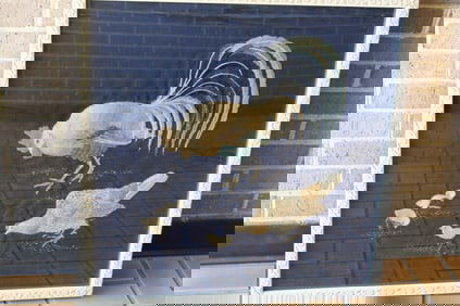 Antique Japanese Embroidery on Silk Chicken Panel