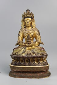 Chinese Gilt Carved Wood Buddha Statue