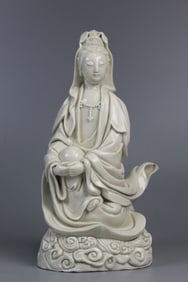 Chinese Blanc de Chine Porcelain Guanyin Statue