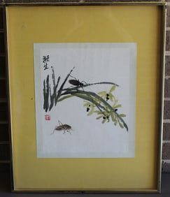Chinese Print of Qi Baishi's Orchid Flowers