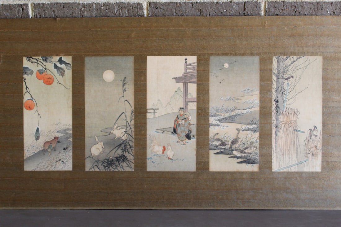 Five Japanese Small Woodblock Prints (1 of 7)