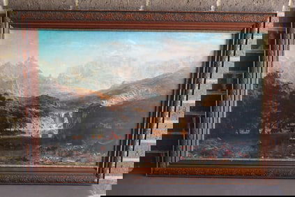 Vintage Print of Mountain Scene