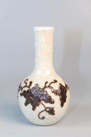 Chinese Porcelain Vase with Brown Glaze Flowers