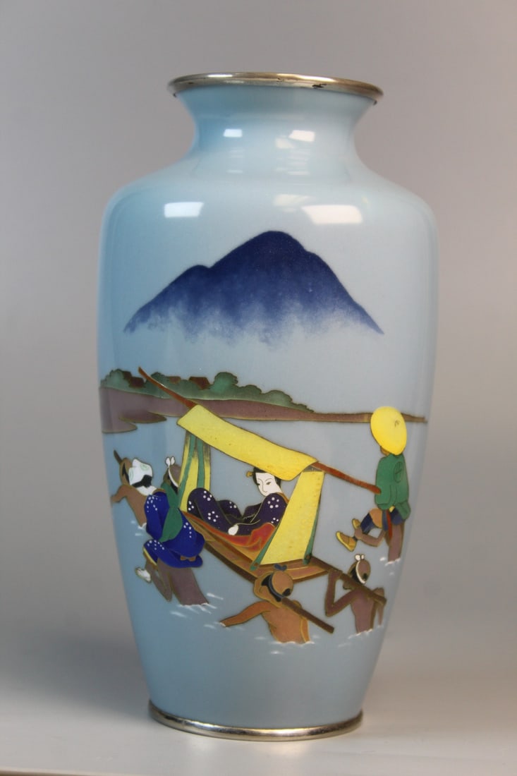 Japanese Cloisonne Vase: Japanese Cloisonne Vase. H 7".