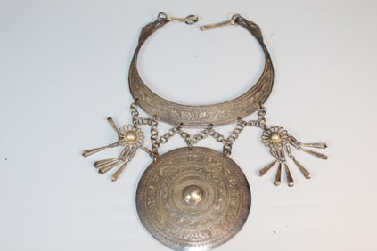 Chinese tribal ethnic minority Miao silver necklace