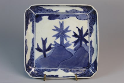 Japanese Blue and White Square Dish