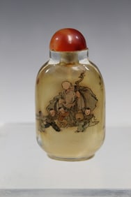 Chinese Inner Painting Glass Snuff Bottle with Shoulao and Children