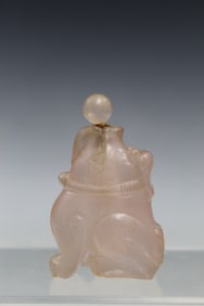 Chinese Carved Pink Quartz Pixiu Snuff Bottle