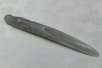 Chinese Celadon Jade Medicine Spoon