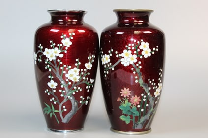 Two Japanese Cloisonne Vases