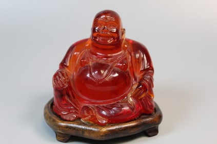Chinese Amber Rasin Laughing Buddha Statue