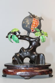 Chinese Silver Pomegranate on Wood Bonsai