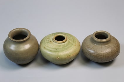 Three Antique Chinese Celadon Jarlets