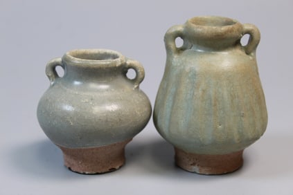 Two Antique Chinese Celadon Jarlets