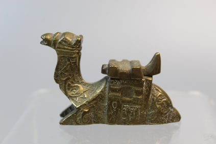 Vintage Brass Camel Inkwell