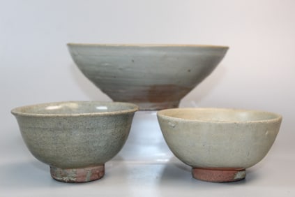 Three Antique Chinese Celadon Bowls