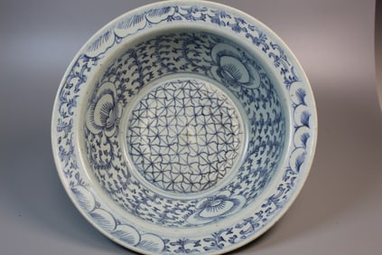 Chinese Blue and White Porcelain Punch Bowl
