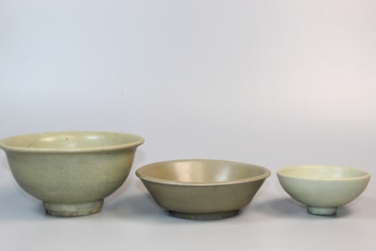 Three Chinese Antique Celadon Bowls