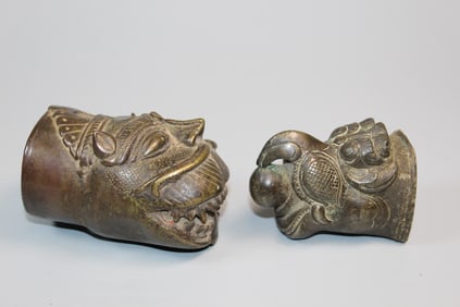 Two Antique Bronze Finials