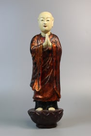 Chinese Lacquered Monk Statue