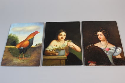 Three Small Oil on Board Paintings