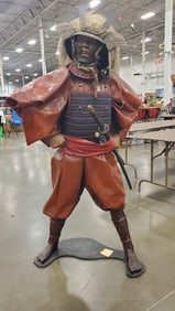 Life-sized Lacquered Wood Sculpture of a Japanese Samurai Warrior.