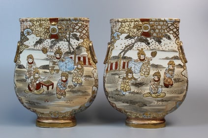 Pair of Japanese Satsuma Vases