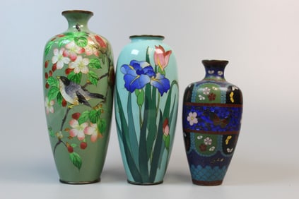Three Japanese Cloisonne Vases