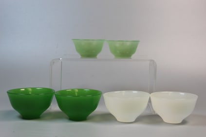 Three Pairs of Chinese Peking glass cups