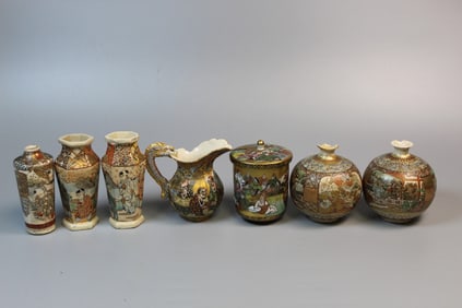 Group of Japanese Satsuma porcelain items