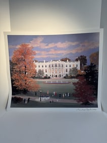 Signed Michel Delacroix poster of White House