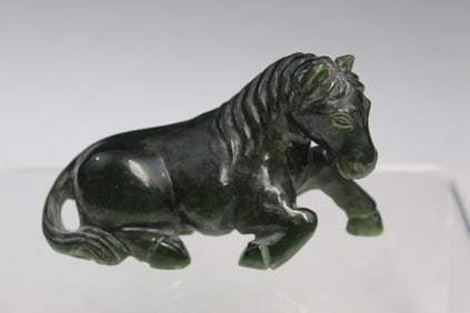 Chinese Carved Spinach Jade Horse