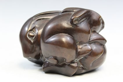 Bronze Bunnies Statue