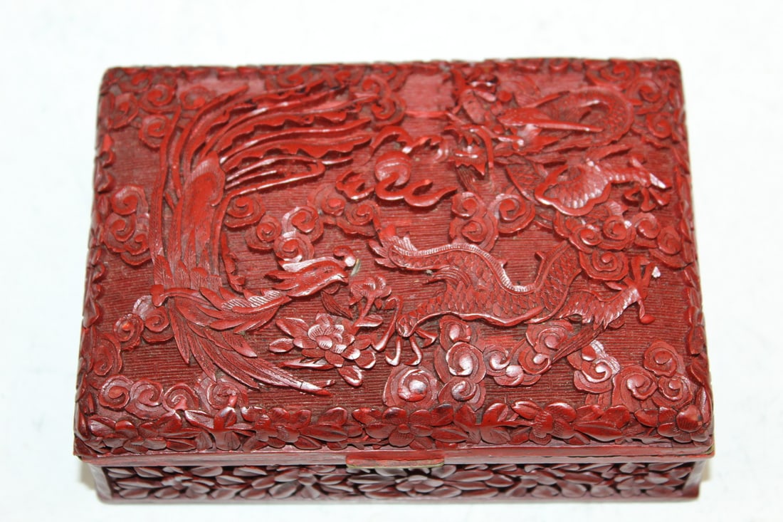 Chinese Carved Cinnabar Box (1 of 4)