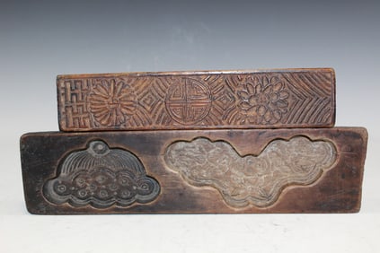 Two Chinese Wood Cake Mold.