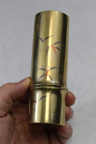 Japanese Brass Bamboo Shaped Brush Pot