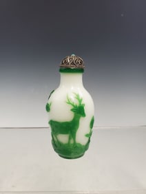 Chinese Green on White Peking Glass Snuff Bottle
