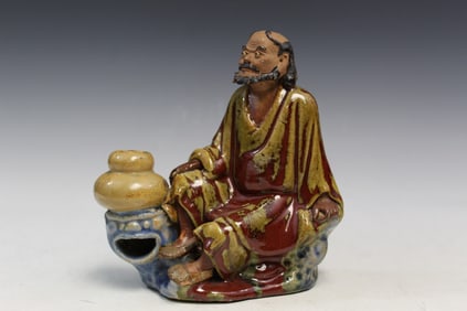 Chinese Shiwan Ware Pottery Figure of a Luohan