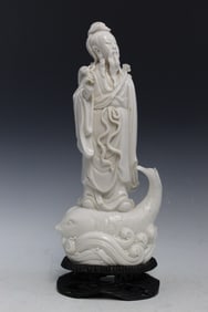 Chinese Blanc de Chine Porcelain Figure of Lu Dongbin
