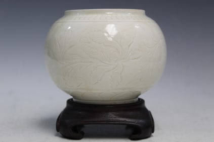 Chinese Carved Ding Porcelain Jar