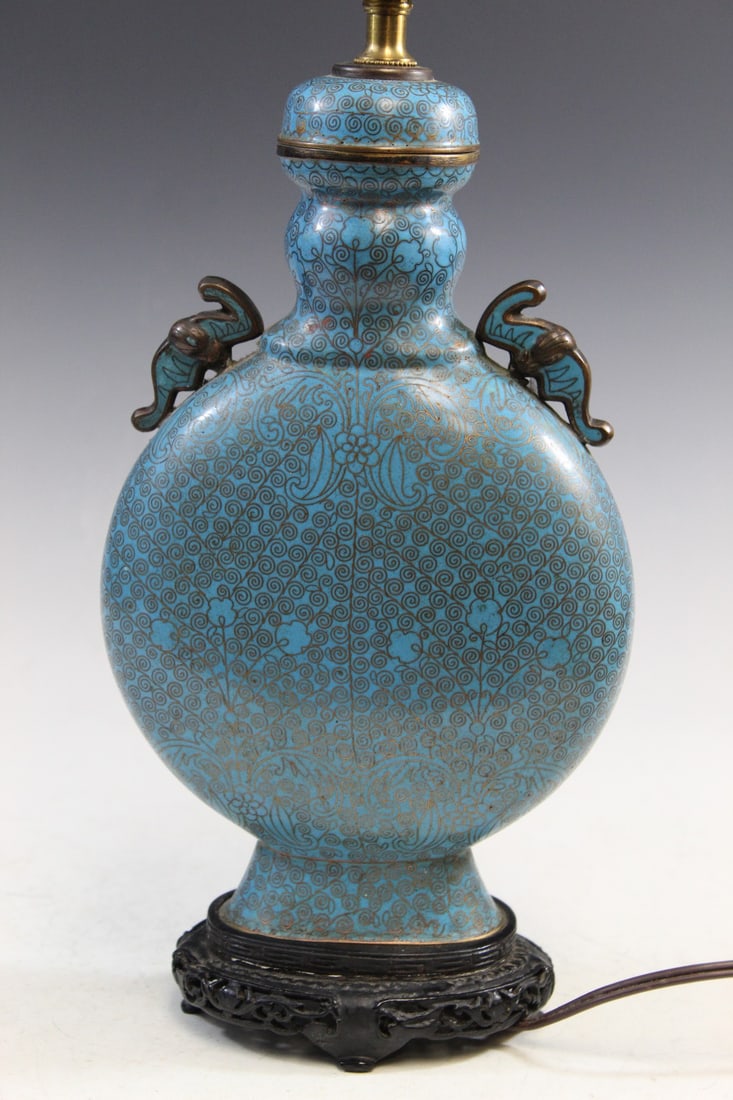 Chinese Cloisonne Moon-flask Vase Lamp (1 of 9)