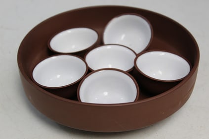 Chinese Yixing Pottery Teacups and Bowl