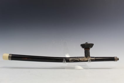 Antique Chinese Horn Pipe with Yixing Cup