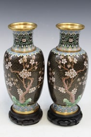 Pair of Chinese Cloisonne Vases