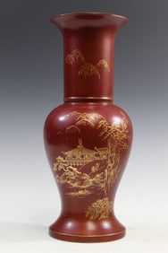 Japanese Maruni Lacquerware Vase with Gilt Decorations